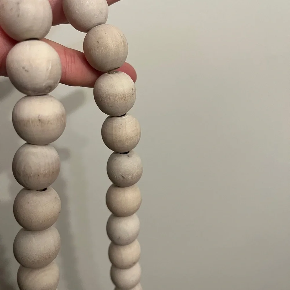 Farmhouse Wooden Bead Garland with Tassel